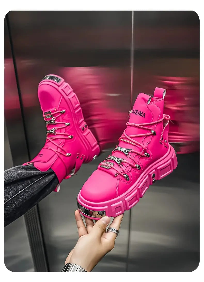 Boots For Man Fashion Rivet Leather Design Luxury Shoes Gothic Black Street Hip Hop punk Rock ankle boots Men Motorcycle shoes
