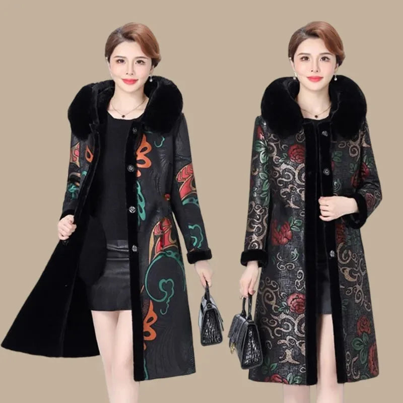 Fur Coat For Women Wearing Both Sides and Fur Integrated Coat 2023 New Loose Mother's Clothing Thickened and Warm Long Coat For