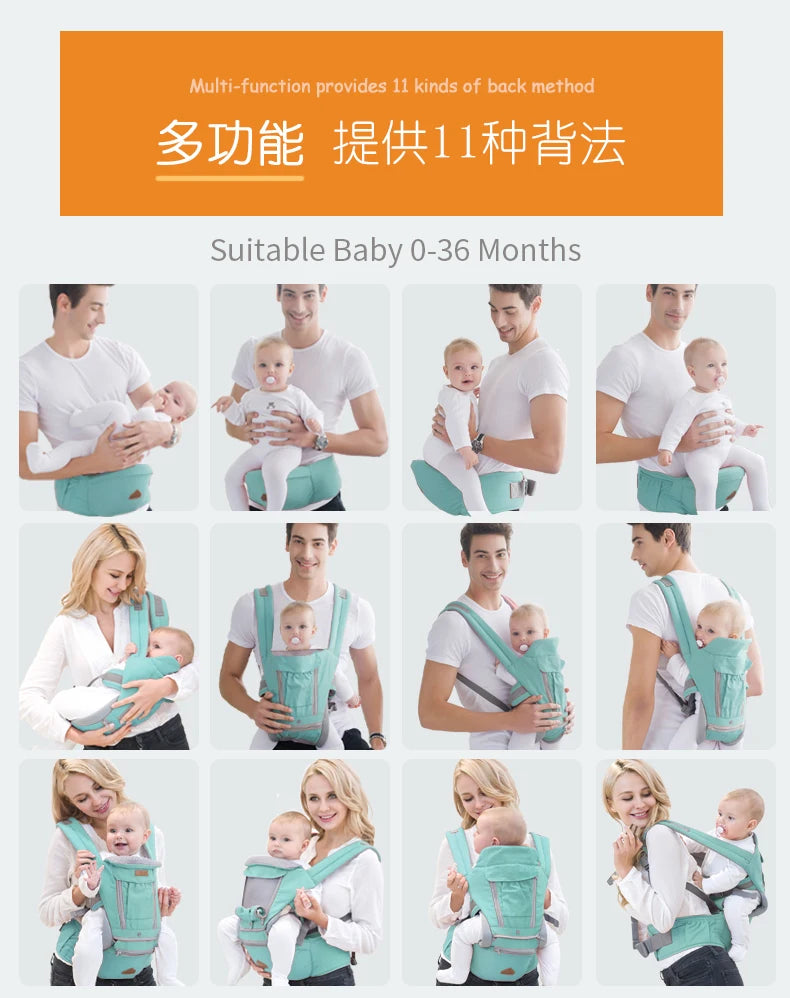Breathable Ergonomic Baby Carrier Backpack Portable Infant Baby Carrier Kangaroo Hipseat Heaps Baby Sling Carrier Wrap for 0-36M