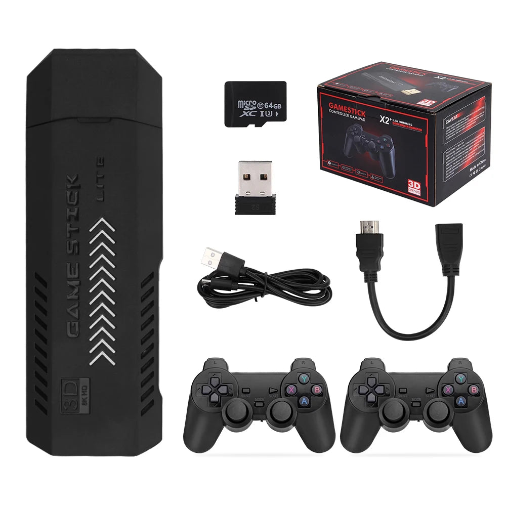 256G 58,000 Games GD10 Plus Game Stick 4K HD Video Game Console 2.4G Double Wireless Controller Game Stick For N64/PSP/PS1/GBA
