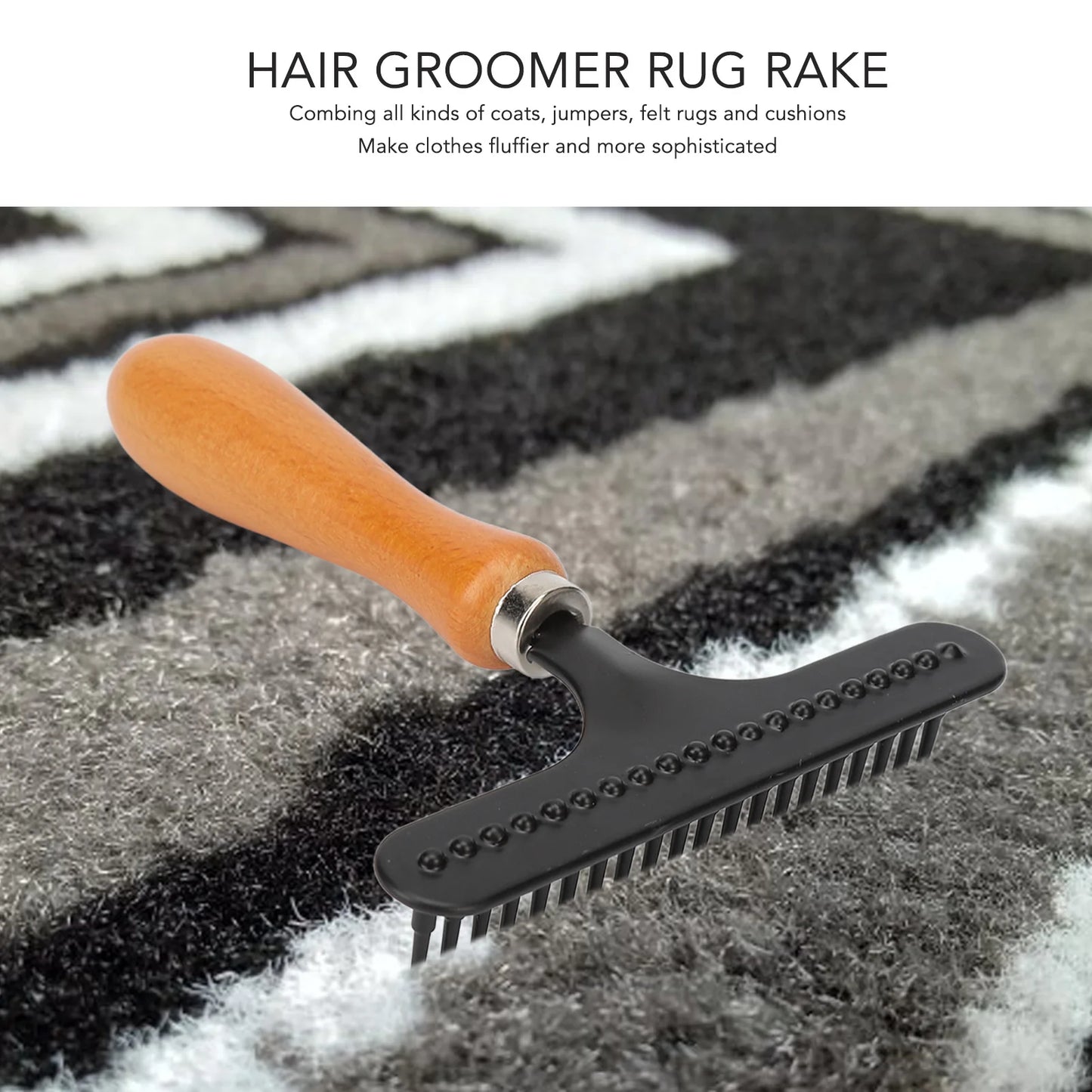 Pet Grooming Brush Pet Brush Handheld Cat Grooming Rake Wooden Handle Pet Hair Deshedding Detangling Brush for Cats Dogs