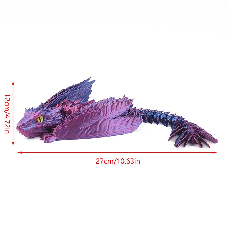 3D Printed Dragon Feathered Wyvern Dragon Articulated Fidget Dragon Home Office Decor Desktop Pet Desk Toy