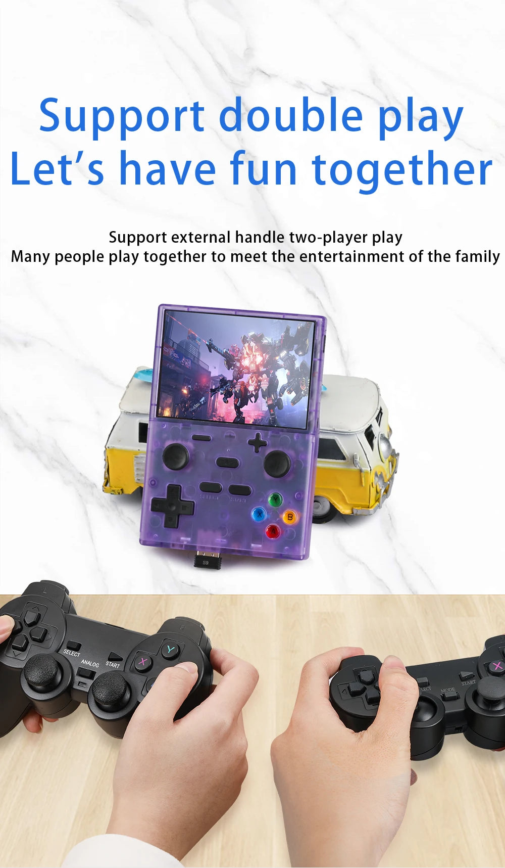 XGB35 Game Console 40000+Games 3.5'' Hd screen Wireless dual controller, two-player battle Play games on TV  Linux System