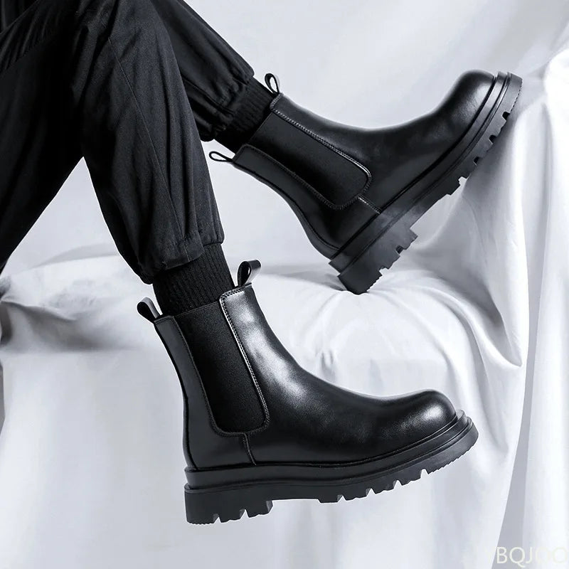 spring autumn new boots for men simple comfortable versatile thick sole high height wear resistant anti slip men's boots