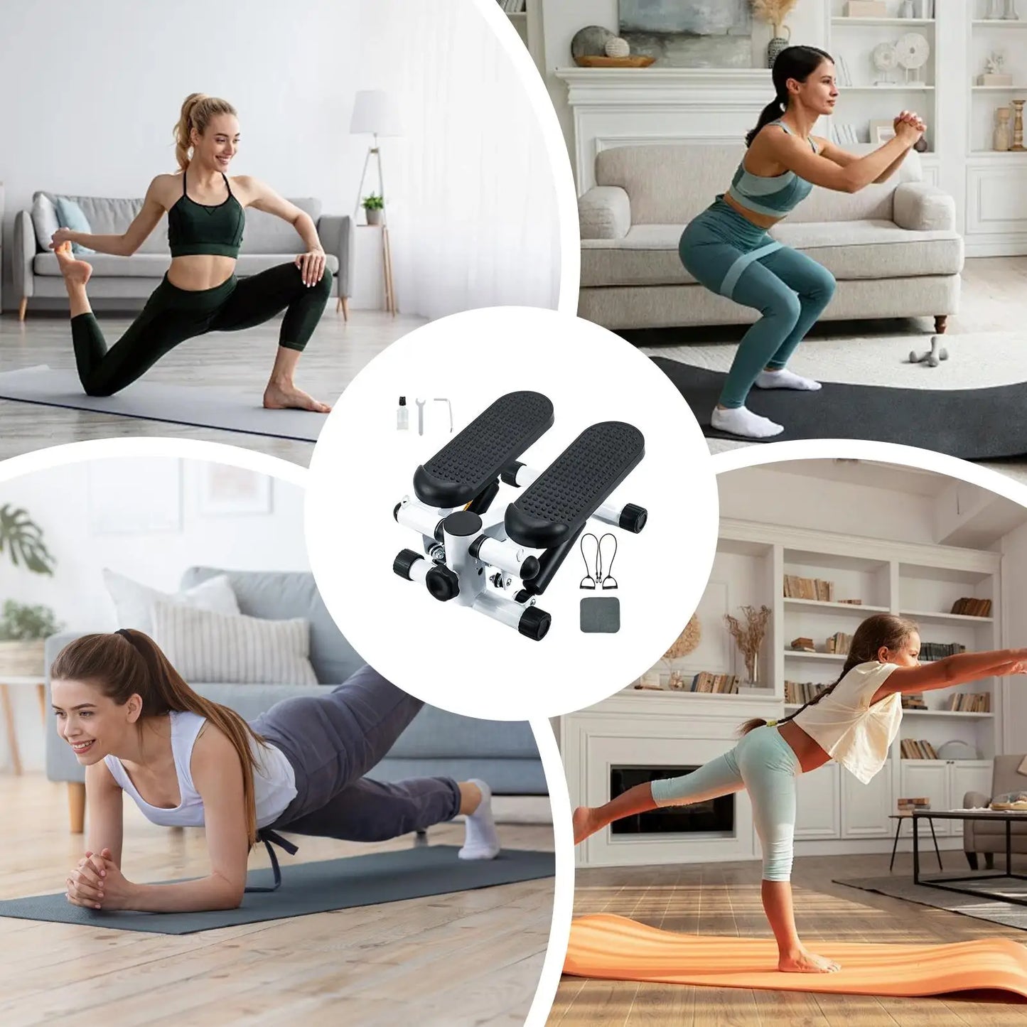 Mini Walking Stepper with Resistance Band Muscle Strengthening Machine for Travel Home Office Gym Indoor Apartment