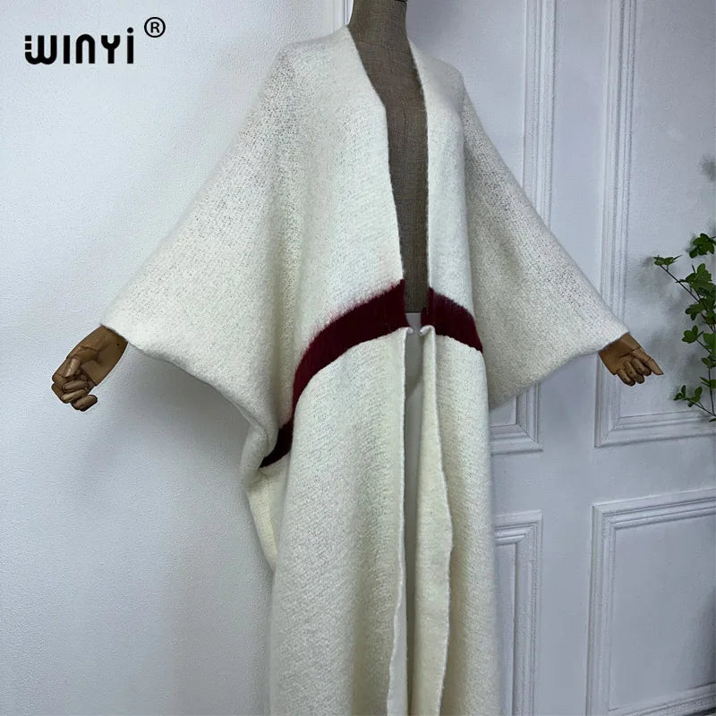 WINYI winter outfits for women Luxury Fur Neutral coat Thick comfortable Warm Solid color fashion coat poncho long down dress