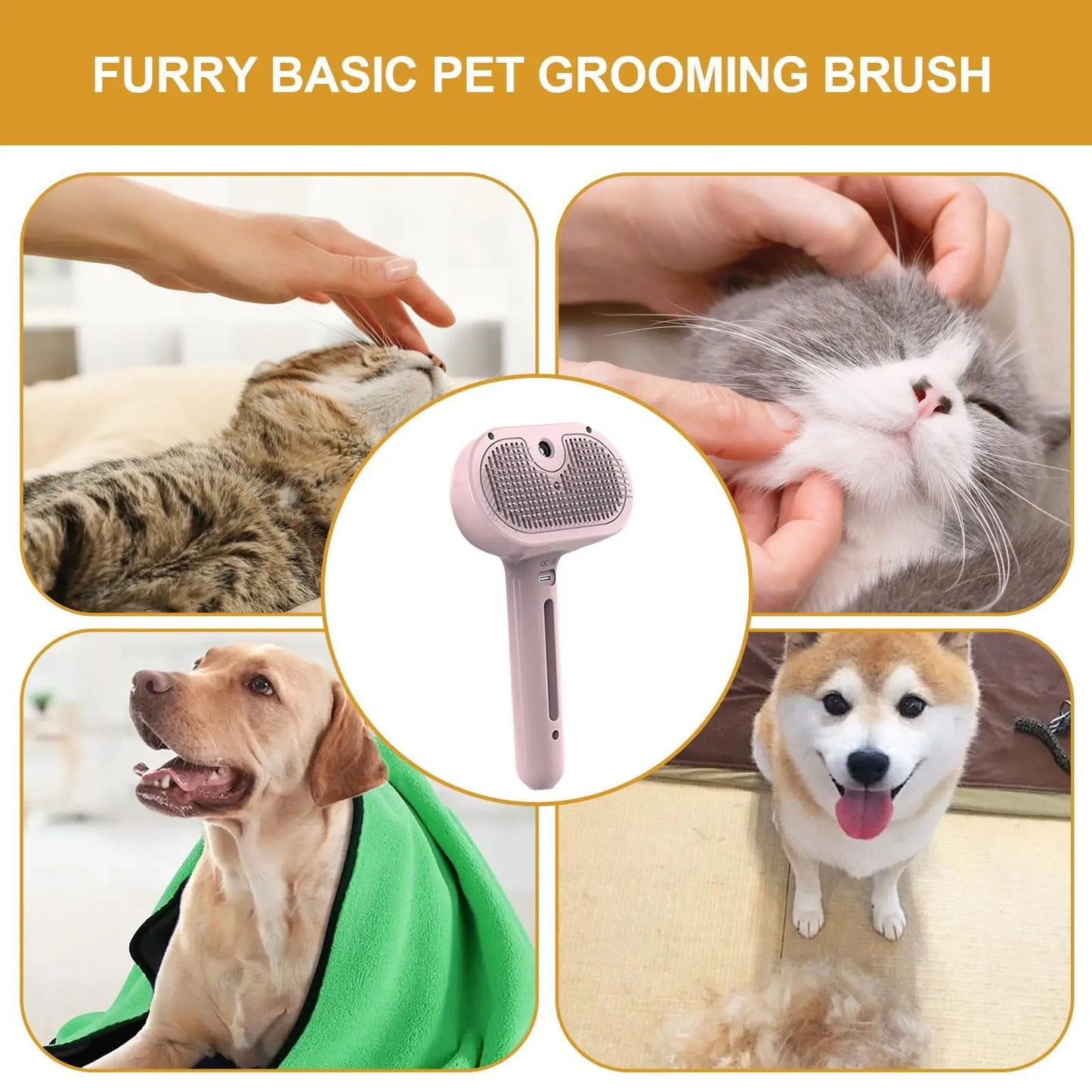Dog Brush for Grooming Portable Pet Hair Removal Comb Electric Pet Spray Grooming Comb Cleaning Steam Brush Pet Supplies