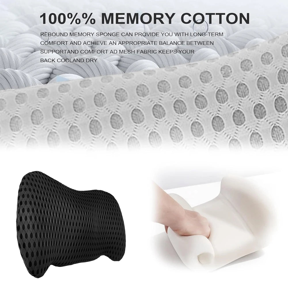 1Pcs Lumbar Support Pillow - Memory Foam Lumbar Support Pillow for Lower Back Pain Relief for Car Seats, Office Chairs, Sofas