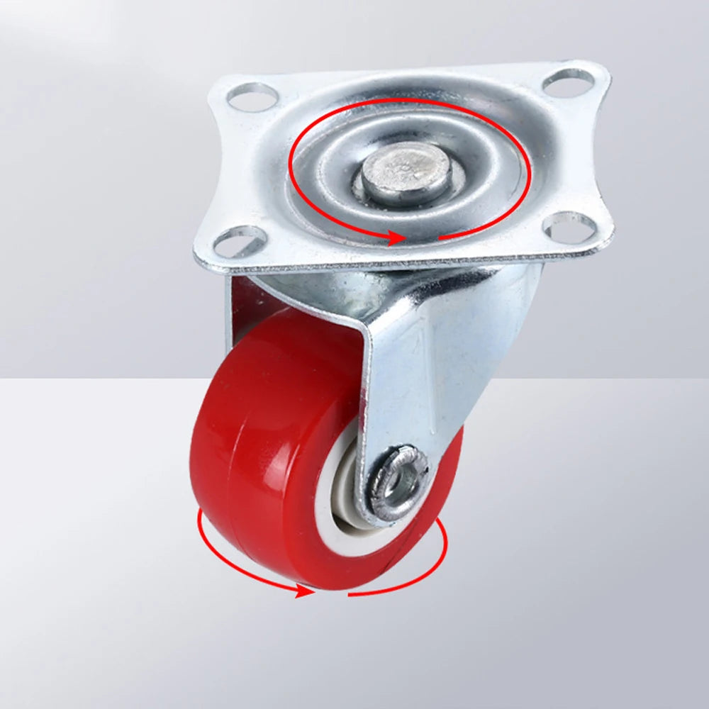 2 ⁄ 4 quiet small casters, universal wheels, 1.97 "rotating casters, red fixed wheels, for wheelbarrows, furniture project carts
