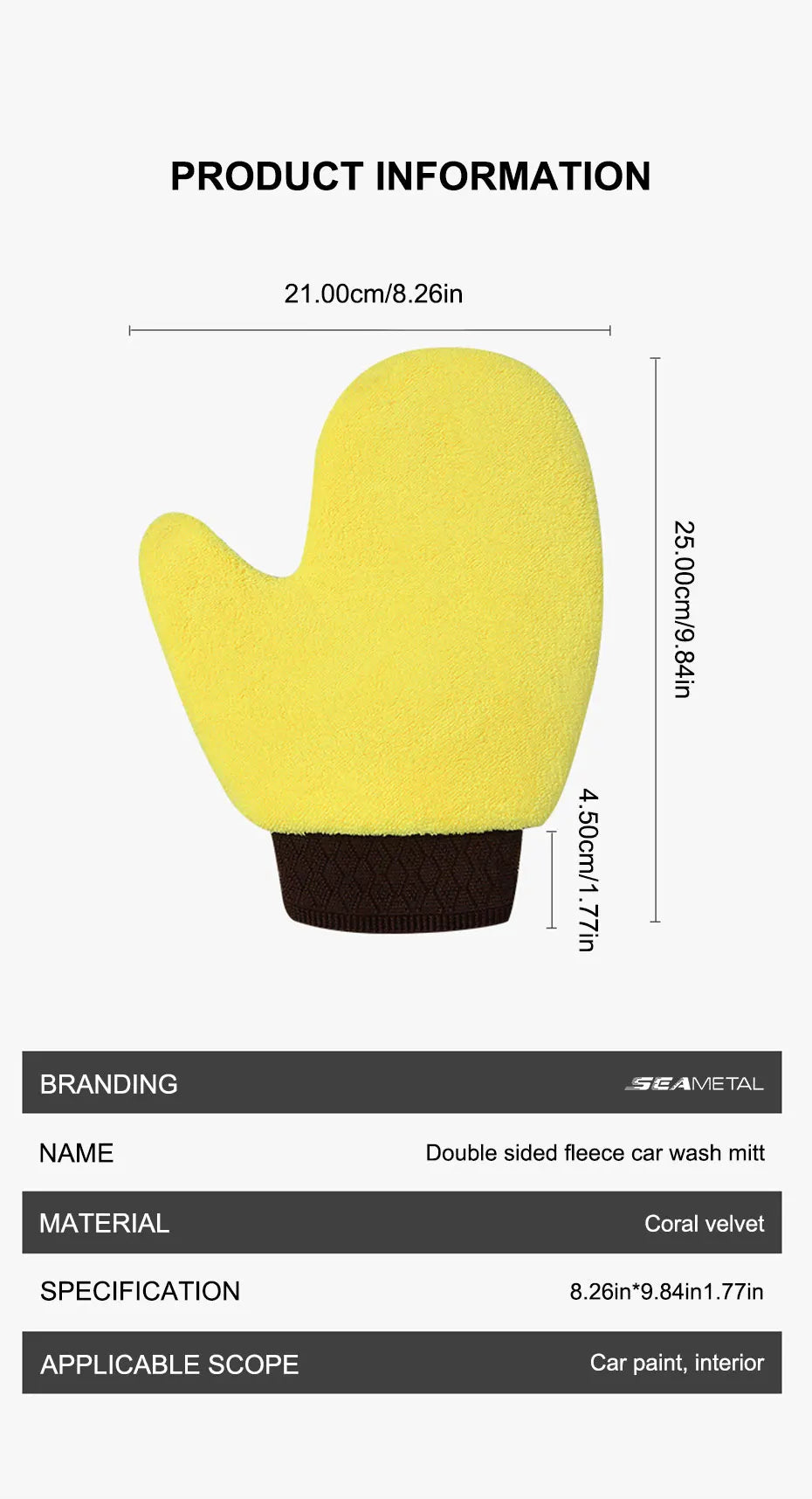 SEAMETAL Microfiber Car Washing Glove Double-Faced Thickened Coral Fleece Cleaning Brush Gloves Car Detailing Cleaner Care Tool