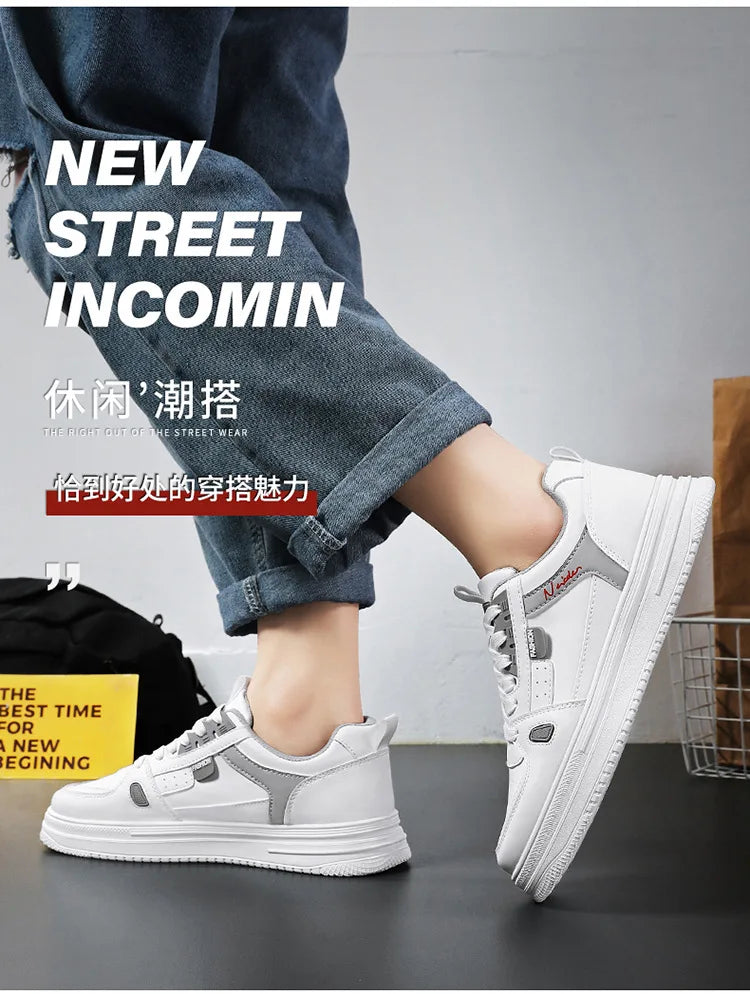 Men's shoes: Breathable, trendy, versatile, thick-soled white sneakers, sportswear, casual shoes, and board shoes