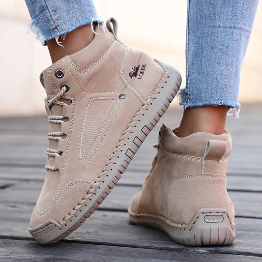 Boots for Women British Style Retro Anti Slip Loafers Casual Soft Soled Women Nude BootsSpring Autumn Comfortable Women's Shoes