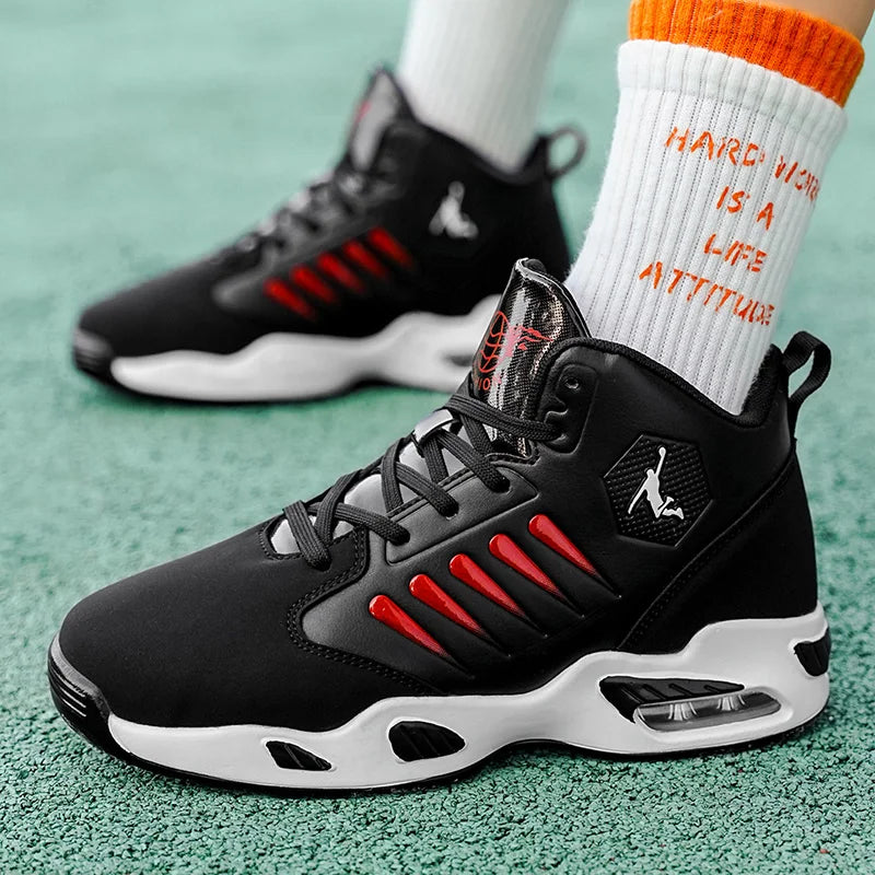 Men's Basketball Shoes - Comfortable Athletic Casual Shoes with Cushioned Rubber Soles, Lace-Up Design Suitable for Gym, Basketball, Jogging - All-Season Performance Shoes, Lightweight for Everyday Wear, Wear-Resistant and Du