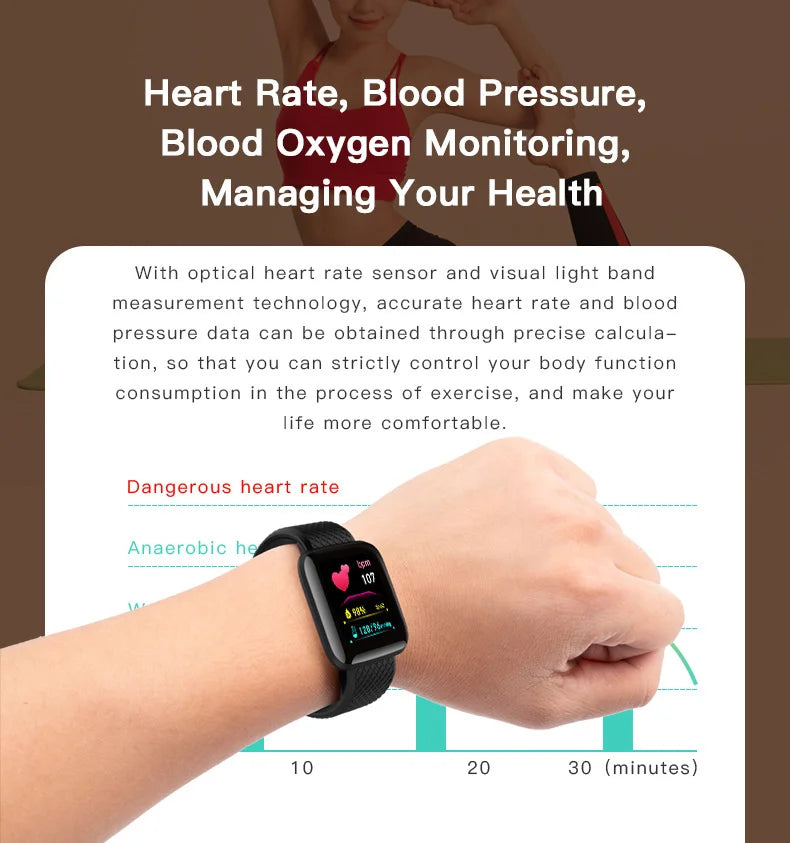 Smart Fitness Tracker Bracelet with Color Screen Health Reminders Exercise Step Counting Intelligent Information Notifications