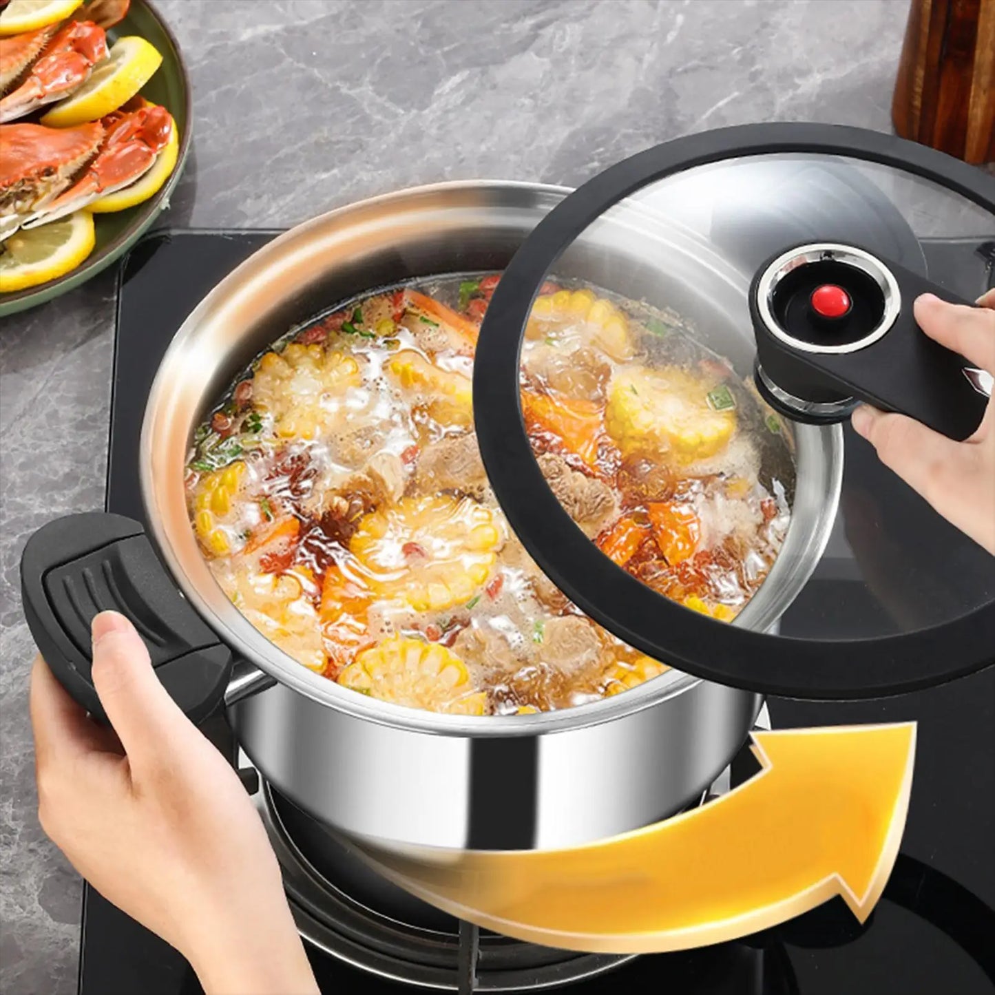 Portable Pressure Cooker Fast Cooking Stew Pot Pressure Cooker Stainless Steel Fast Cooking Multifunctional Kitchen Accessories