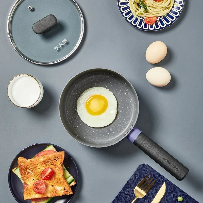 COOKER KING Spot Goods 16cm Milk Pot Medical Stone Coating Soup Pot Stainless Steel Cooking Noodles Stew Pot Boiling Congee Pan