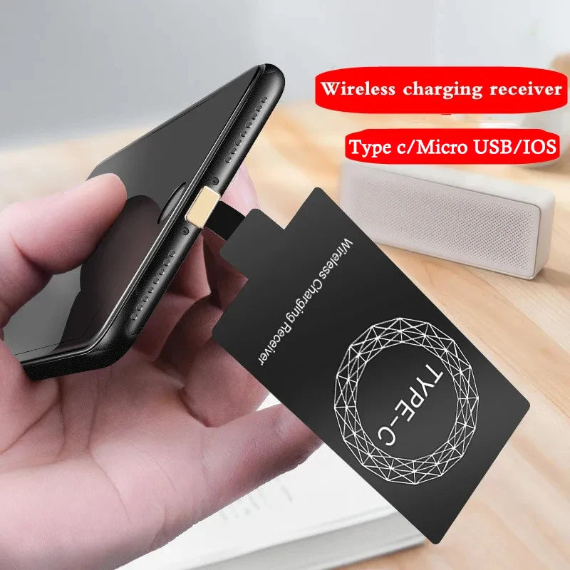 Wireless Charger Receiver Support Type C Micro USB Fast Wireless Charging Adapter For iPhone Ios Android phone Wireless Charge