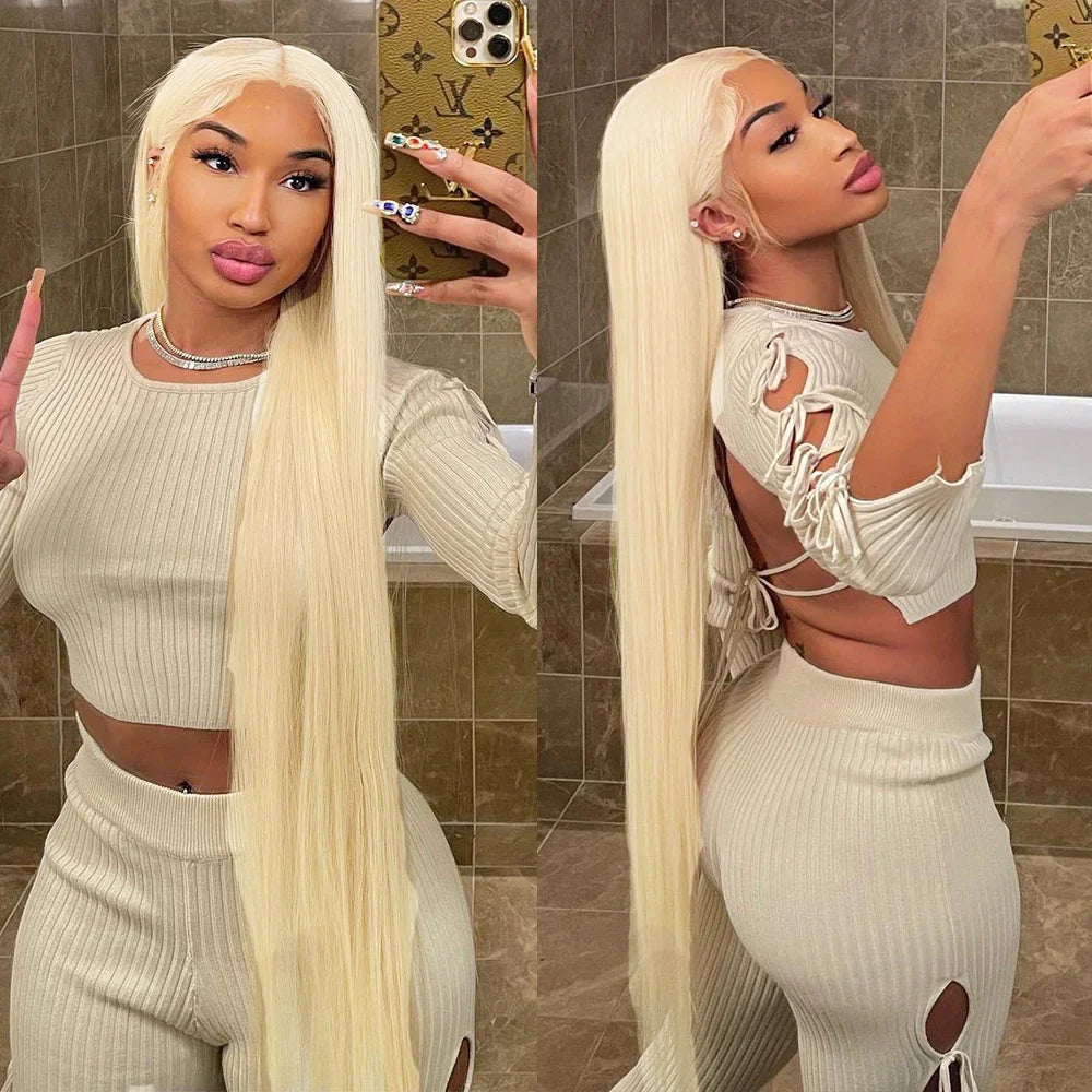 52 Inch 613 Blonde HD Lace Frontal Wig Human Hair Wigs 13x6 200 Density HD Transparent Lace Front Human Hair Wigs For Women