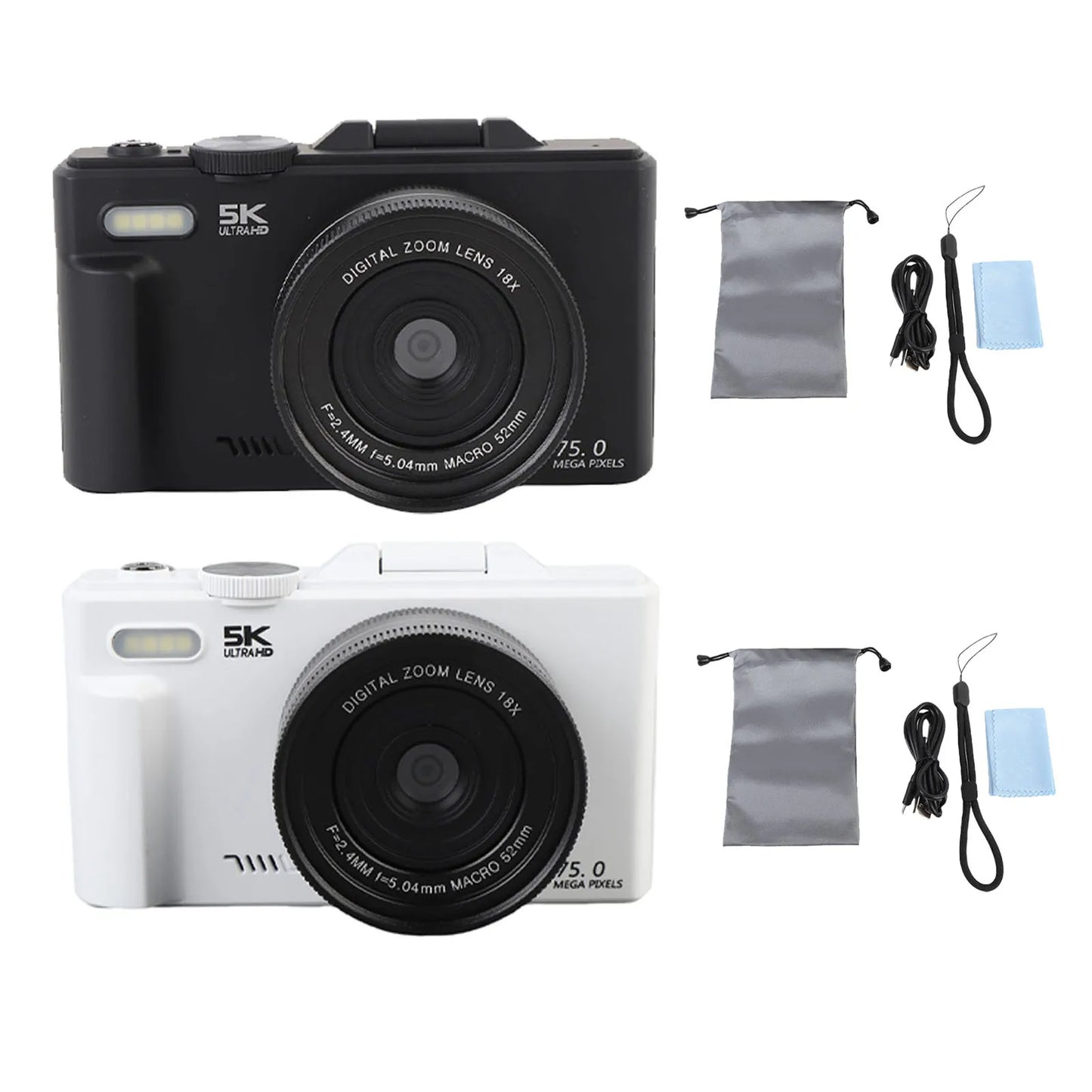 5K HD WiFi Digital Camera Portable 18XAF Autofocus High Definition 3 Inch  Screen 5K Digital Camera for Photography and Video