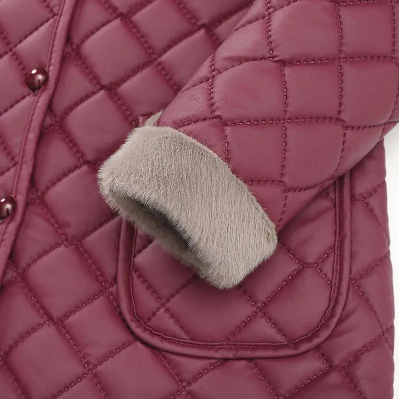 Female Winter Clothes Mother's Clothes With Added Velvet For Warmth Coat Fashionable New Short Ribbed Thickened Jacket Autumn