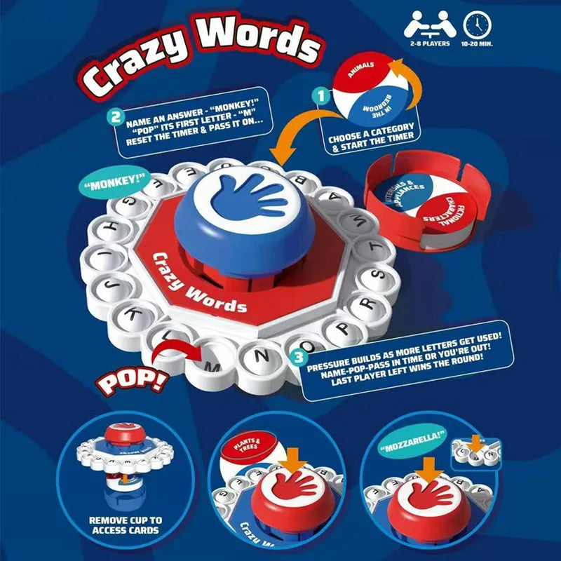 Cross-border  Crazy Letter Game board game toy parent child interactive fast paced word tabletop game