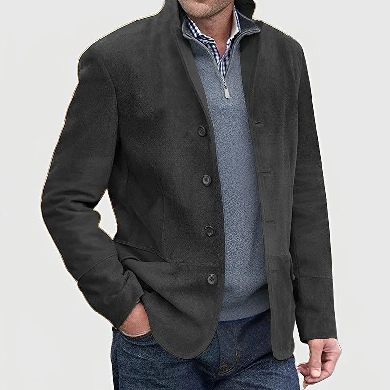 Coats Men Jackets Turn Down Collar Full Sleeve Single Breasted Jacket Regular Casual Solid Coat Open Stitch Autumn Winter