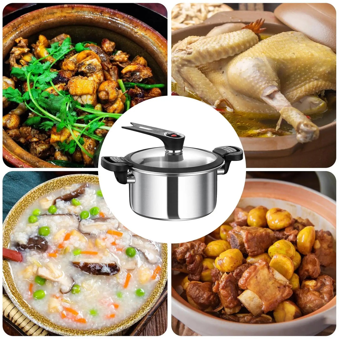 Portable Pressure Cooker Fast Cooking Stew Pot Pressure Cooker Stainless Steel Fast Cooking Multifunctional Kitchen Accessories