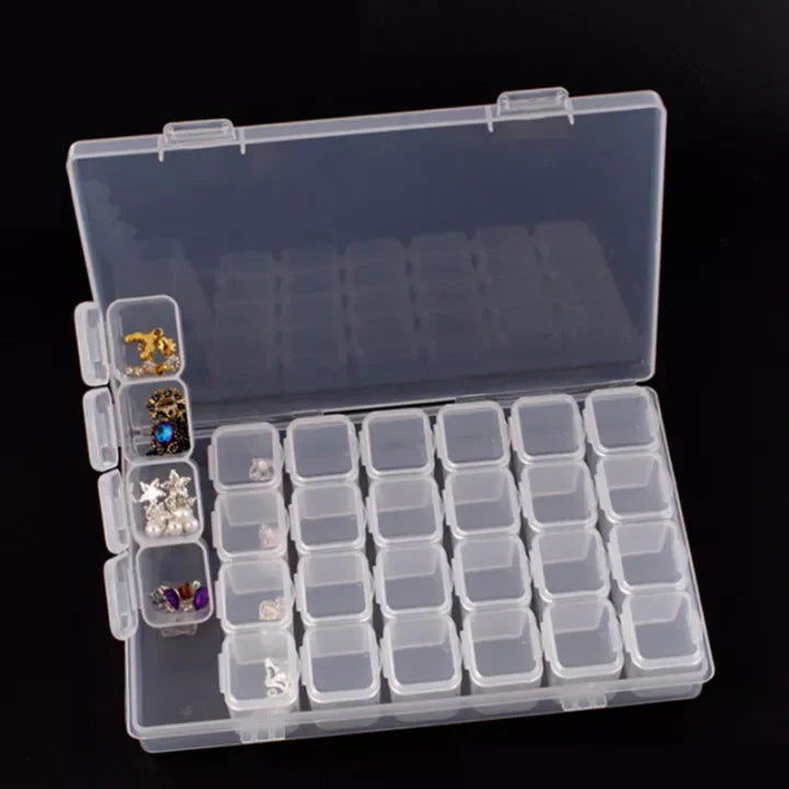 1PC 28/56Girds Clear Storage Box Square Compartment Organizers Plastic Storage Beads Jewelry Case Home Goods Storage Container