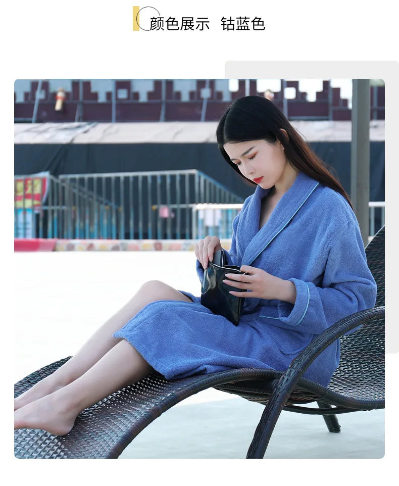 Bathrobe Men Winter Thick Warm Long Bathrobe Plus Size Towel Fleece Soft Nightgowns Bridesmaid Kimono Bath Robes Dressing Gown