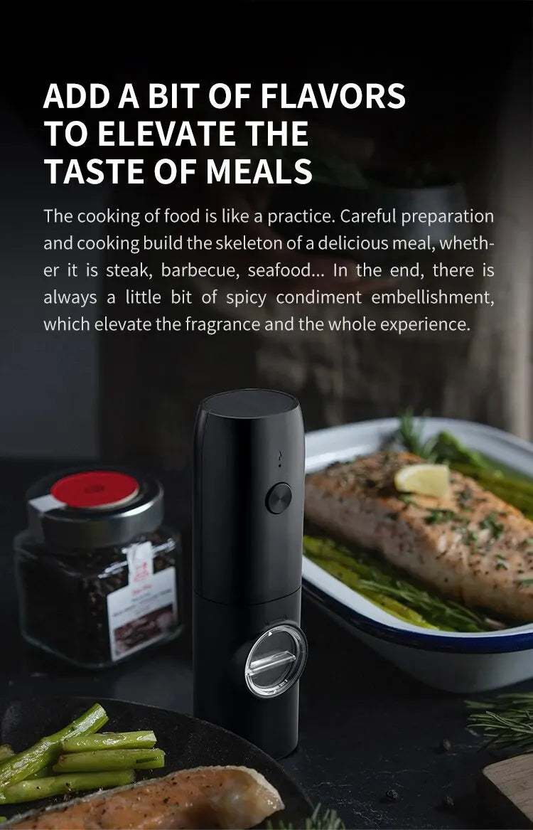 Rechargeable USB Electric Automatic Salt and Pepper Grinder Set Gravity Spice Mill Adjustable Spices Grinder Kitchen Tools