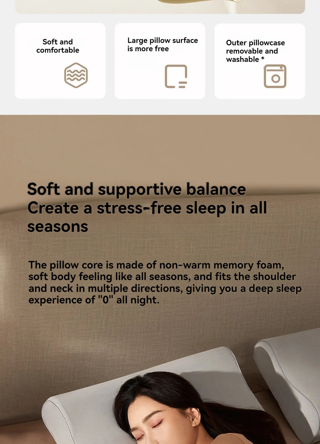 Xiaomi Mijia Memory Cotton Neck Pillow Pro Soft Breathable Antibacterial Strong Support 9cm 11cm High Low Curve Seamless Fit