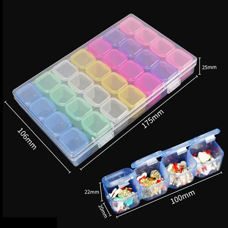 1PC 28/56Girds Clear Storage Box Square Compartment Organizers Plastic Storage Beads Jewelry Case Home Goods Storage Container
