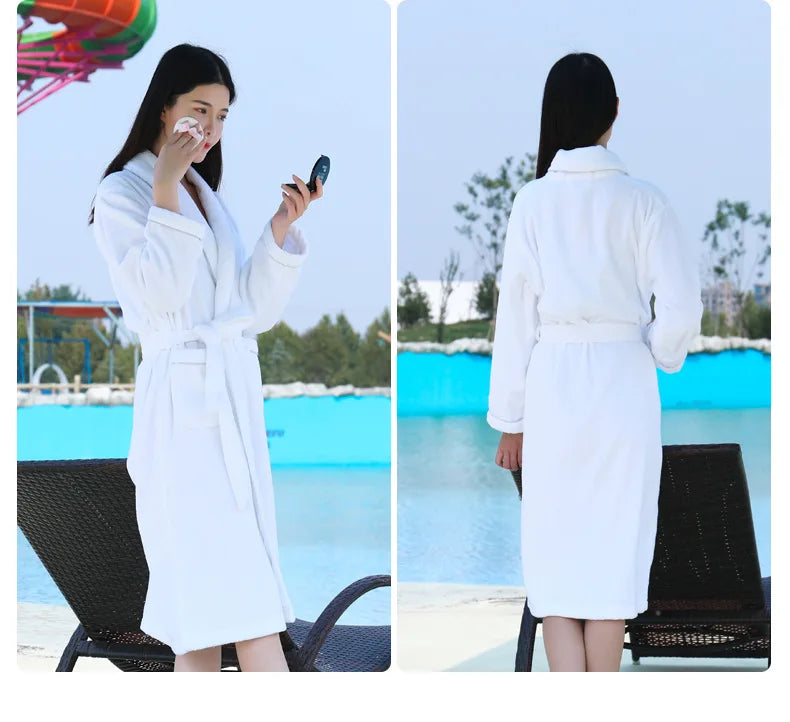 Bathrobe Men Winter Thick Warm Long Bathrobe Plus Size Towel Fleece Soft Nightgowns Bridesmaid Kimono Bath Robes Dressing Gown