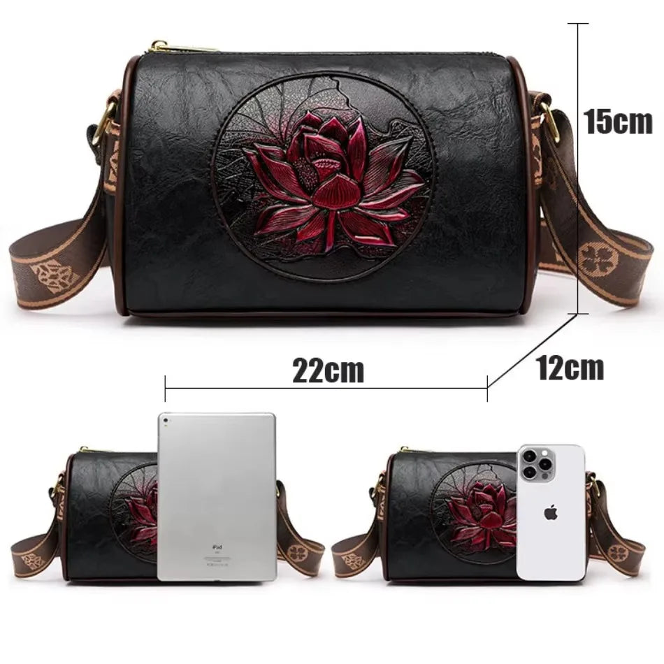 Women Embroidery Tote Bag High Quality Leather Ladies Handbags 2024 Women Shoulder Bag Small Crossbody Bags For Women Sac a Main