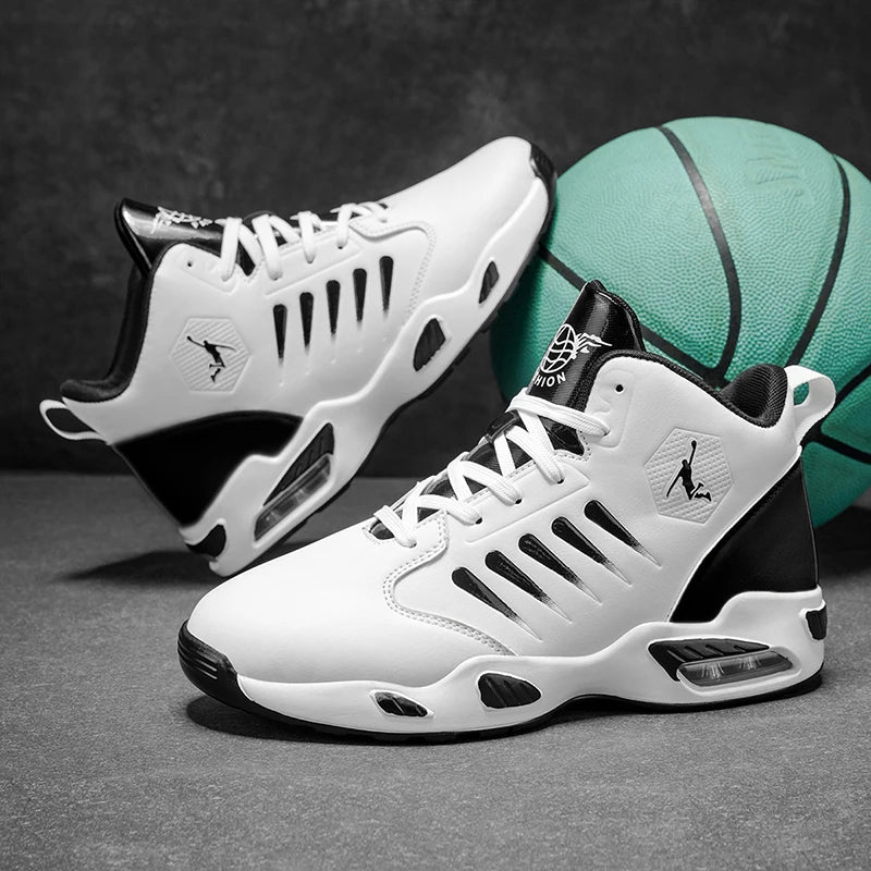 Men's Basketball Shoes - Comfortable Athletic Casual Shoes with Cushioned Rubber Soles, Lace-Up Design Suitable for Gym, Basketball, Jogging - All-Season Performance Shoes, Lightweight for Everyday Wear, Wear-Resistant and Du