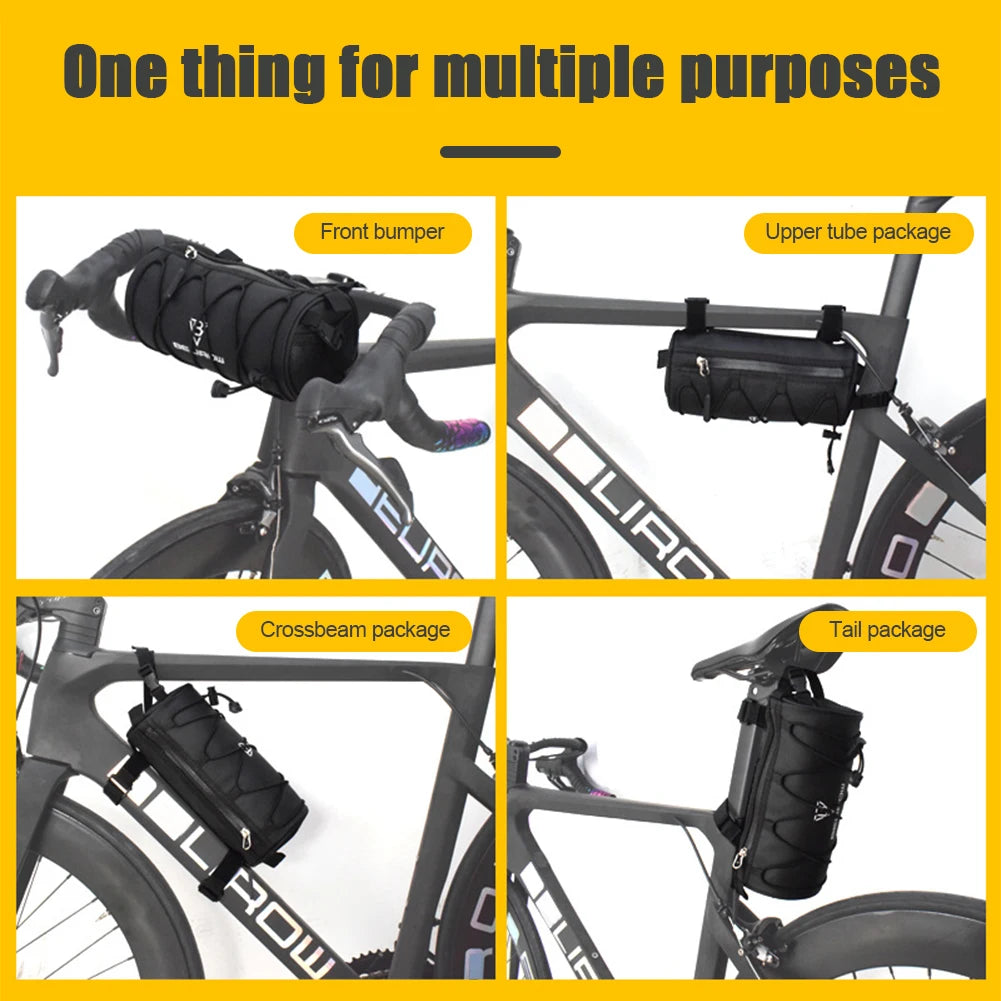 2.4/4.2L Frame Pannier Bag Large Capacity Bike Handlebar Bag with Side Mesh Storage Pocket for Road Mountain Bike Cycling Travel