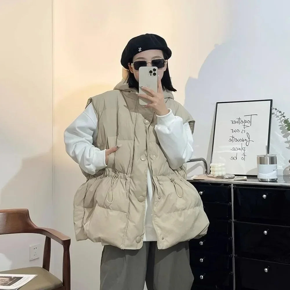 Warm Vest for Women Quilted Solid Color New Outerwear Clothes Fashion 2025 Waistcoat Woman Insulated Elegant Cheap Demi-season