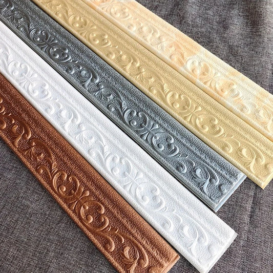 2.3 M Wall Trim Line Wallpaper Skirting Border Waterproof Anti-collision 3D Pattern Stickers Decor Self-adhesive Foam Border