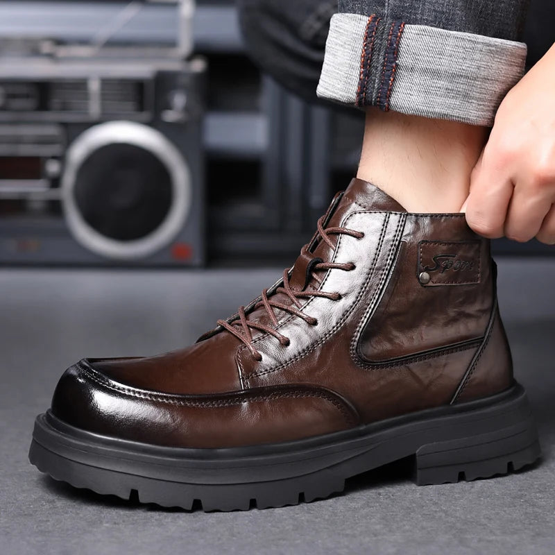 2025 Autumn Boots Men's British Style Workwear Shoes Casual Popular Men's And Women's High-Top All-Match Men's Shoes
