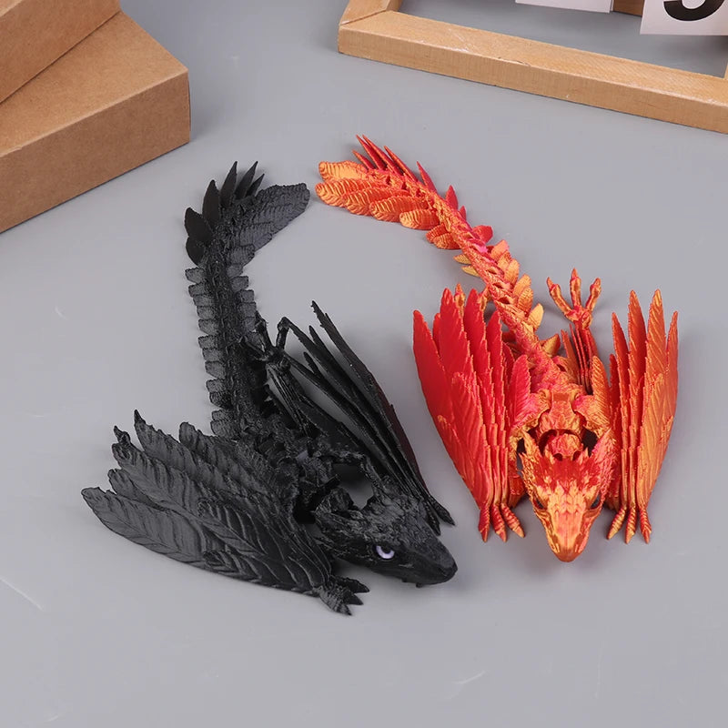3D Printed Dragon Feathered Wyvern Dragon Articulated Fidget Dragon Home Office Decor Desktop Pet Desk Toy