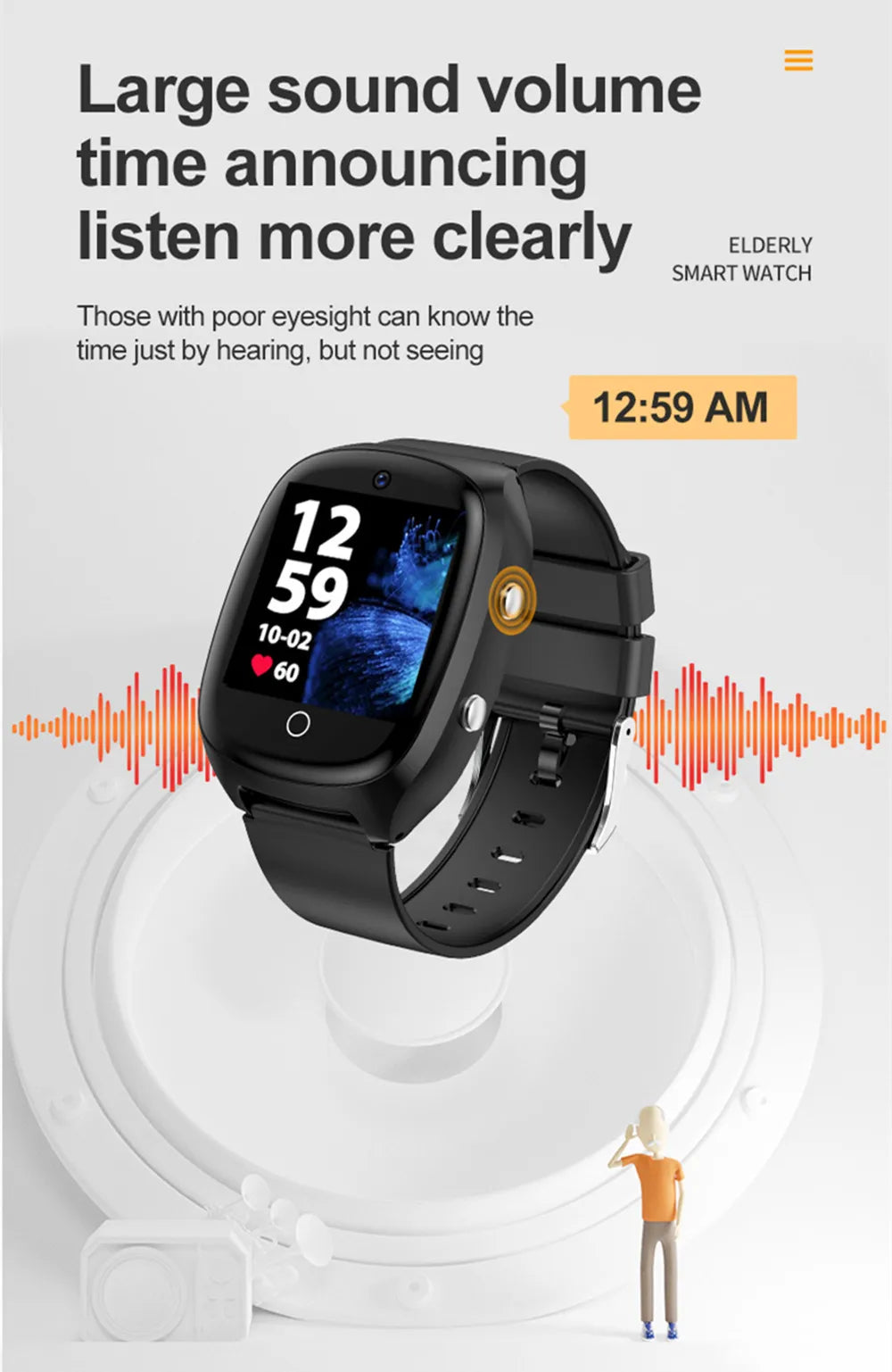 Smart Watch For Old People Elderly Smart Watch For Seniors Health Fall Detection Watch 4G Sim Card SOS Emergency Calls GPS GK8