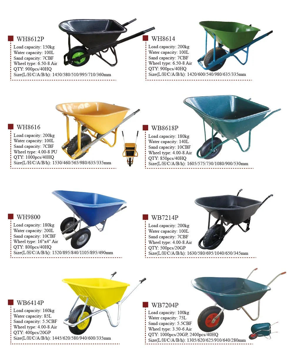 Top Quality Lower Price France Model Metal Cement Wheel Barrow WB6400