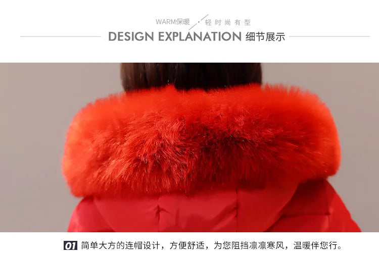 Winter Women Coat Mid-length Parkas Warm Hooded Cotton-padded Jacket Zipper Pockets Slim Thick Puffer Jacket Winter Clothes New