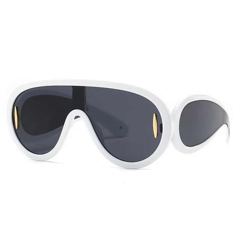 SHAUNA Oversized Women Goggle Sunglasses Trending Men One-Piece Mirror Shades UV400