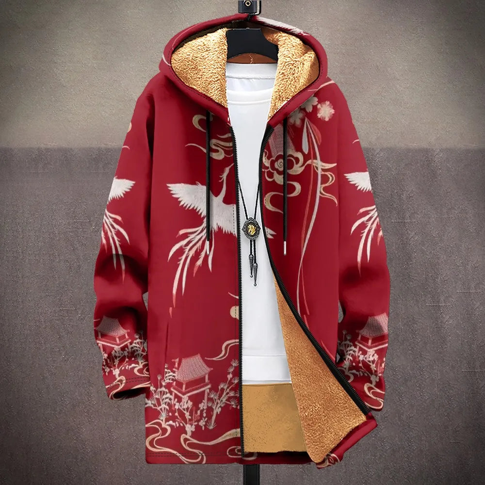 Men Cardigans Coats Black White Texture Printed Plush Thick Winter Abstract Art Graphics Jackets Casual Streetwear Clothing