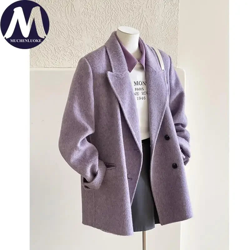 Coats for Woman Autumn Winter New Elegant Long Sleeves Short Woolen Jacke Korean Fashion Casual Loose Keep Warm Versatile Coats