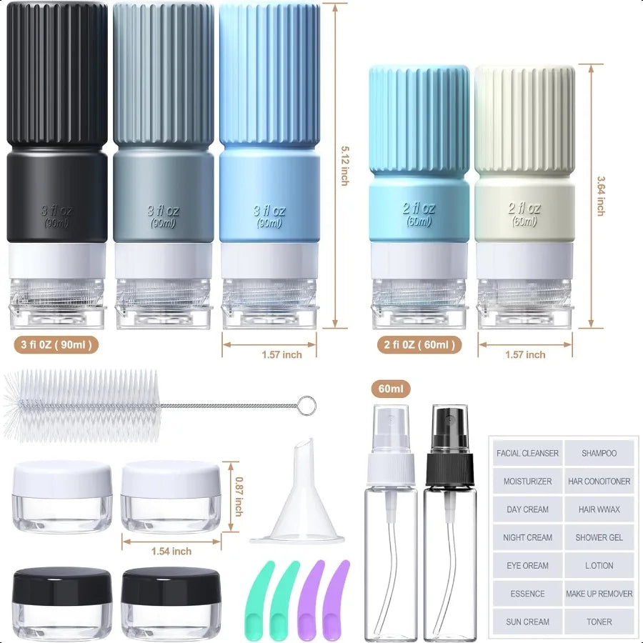 19 pack Travel Bottles for ToiletriesTSA Approved Silicone Travel Containers jar for Toiletries Leak Proof 3oz Refillable Liqus