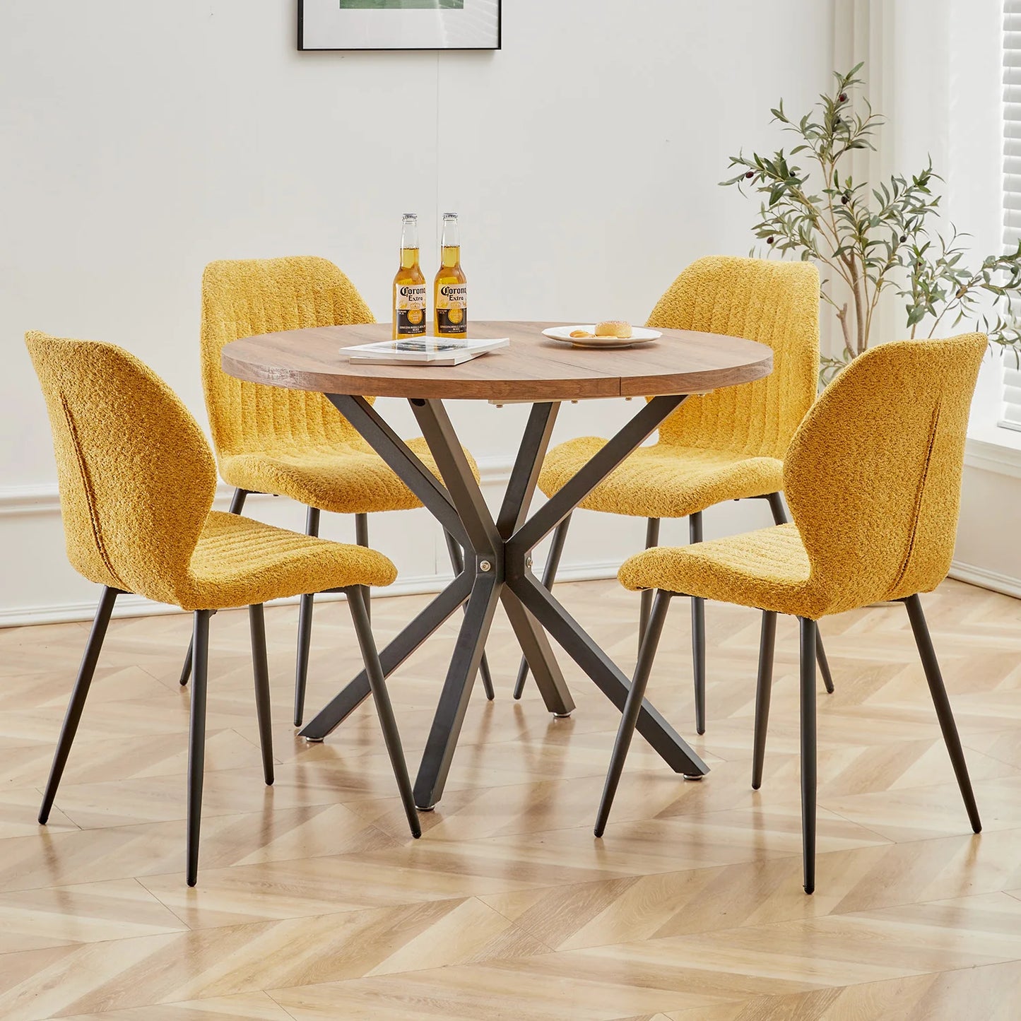 4Pcs/Set Modern Dining Chairs Padded Seat Iron Legs Nordic Minimalist office Chairs For Kitchen Living/Dining Room Restaurant