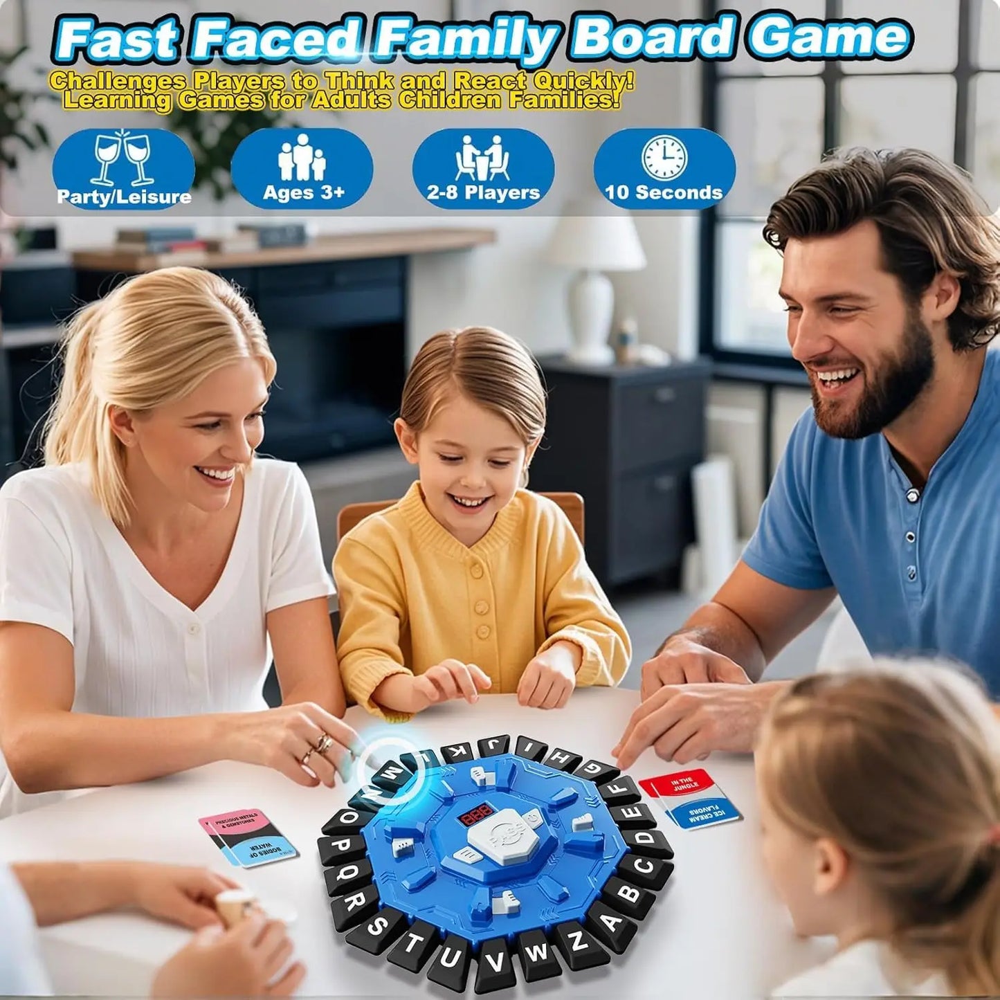 Word game family board game for kids and adults, 220 themed categories, fast-paced learning game, great gift for Christmas and b