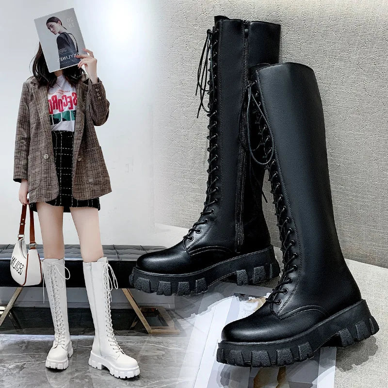 High Boots for Women 2025 New Women's Boots Fashion Womens Casual Shoes Wear-resistant Non-slip Women Platform Shoes Botas Mujer